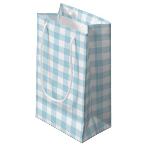 Light Blue and White Gingham Small Gift Bag