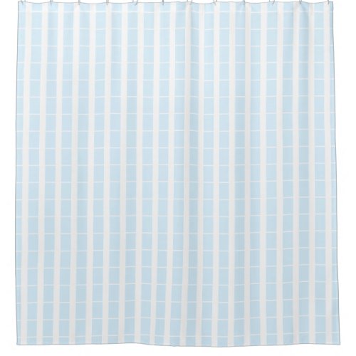 Light Blue and White Grid Shower Curtain