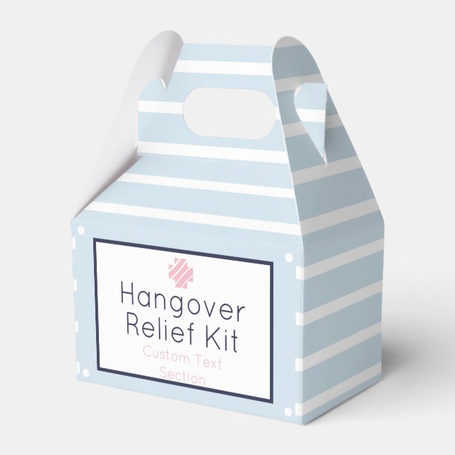Light Blue and White Hangover Relief Kit Favor Box (Front Side)