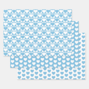 Light Blue and White Hearts Wrapping Paper Sheets