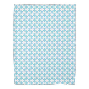 Light Blue and White Jigsaw  Puzzle Piece Pattern Duvet Cover