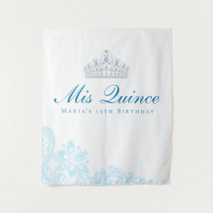 Light Blue and White Lace Quinceanera Backdrop
