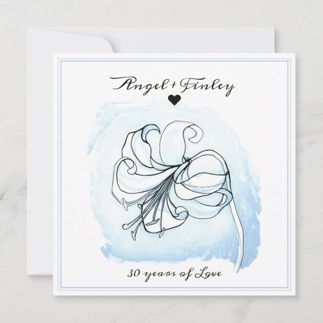 Light Blue and White Lily 30th Wedding Anniversary (Front)