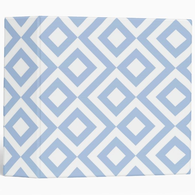 Light Blue and White Meander 3 Ring Binder (Front/Spine)