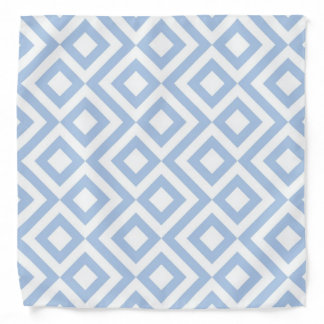 Light Blue and White Meander Bandana