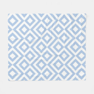 Light Blue and White Meander Fleece Blanket