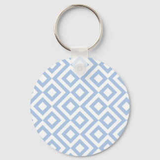 Light Blue and White Meander Keychain