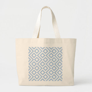 Light Blue and White Meander Large Tote Bag