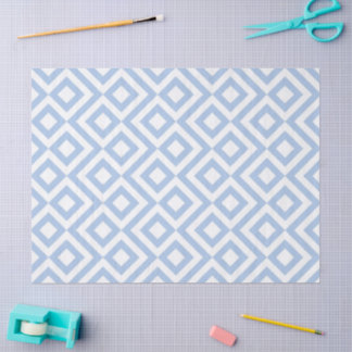 Light Blue and White Meander Tissue Paper