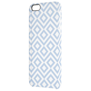Light Blue and White Meander Clear iPhone 6 Plus Case