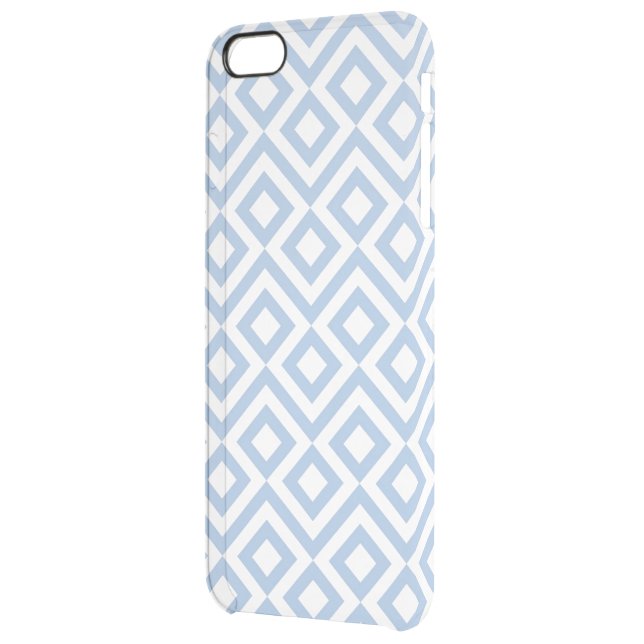 Light Blue and White Meander Uncommon iPhone Case (Back Left)