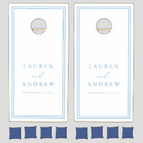 Light Blue and White Minimalist Personalized Cornh Cornhole Set