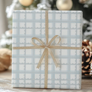 Light Blue and White Plaid Wrapping Paper