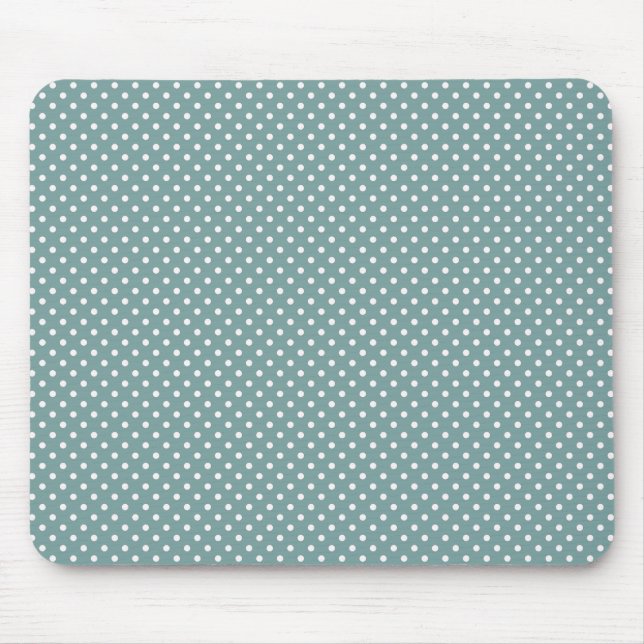 Light Blue and White Polka Dots Pattern Mousepad (Front)