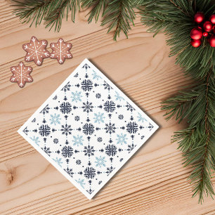 Light Blue and White Snowflake Napkins