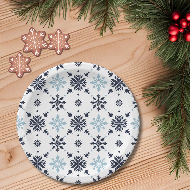Light Blue and White Snowflake  Paper Plates (Creator Uploaded)