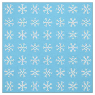 Light Blue and White Snowflake Pattern Fabric