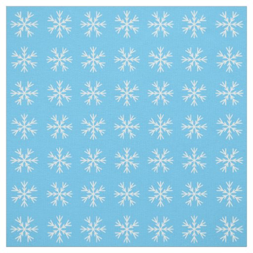 Light Blue and White Snowflake Pattern Fabric