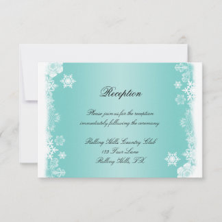 Light Blue and White Snowflake Wedding Reception Invitation