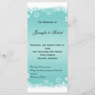 Light Blue and White Snowflakes Wedding Program