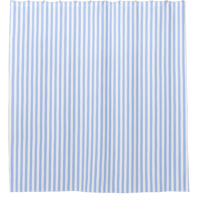 Light Blue and White stripe Shower Curtain (Front)