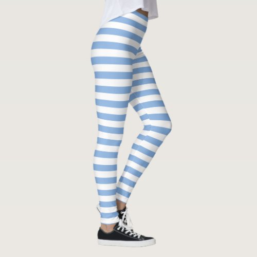 Light Blue and White striped leggings