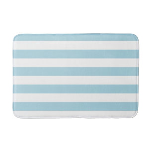 Light Blue and White Stripes Bath Mat