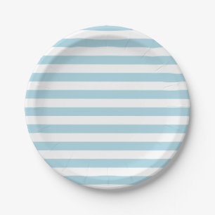 Light Blue and White Stripes Paper Plates
