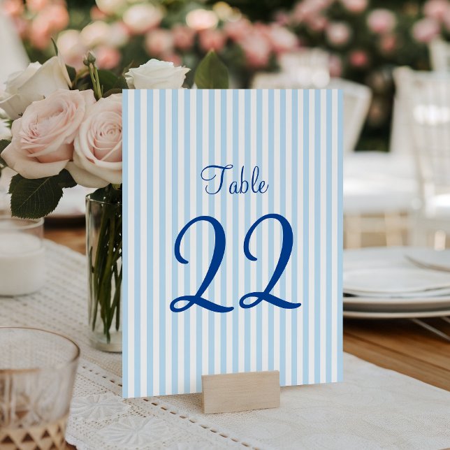 Light Blue and White Stripes Table Number (Light Blue and White Stripes Table Number)