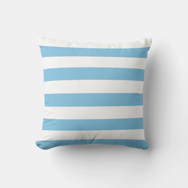 Light Blue and White Stripes Throw Pillow (Front)