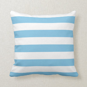 Light Blue and White Stripes Throw Pillow