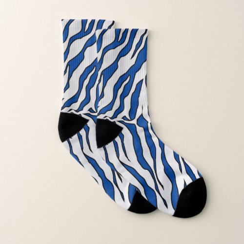 Light Blue And White Tiger Stripes Animal2 Socks