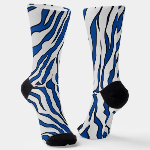 Light Blue And White Tiger Stripes Animal Print  Socks