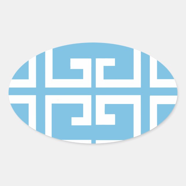 Light Blue and White Tile Oval Sticker (Front)