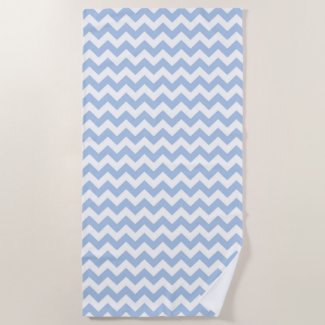 Light Blue and White Zigzag Beach Towel