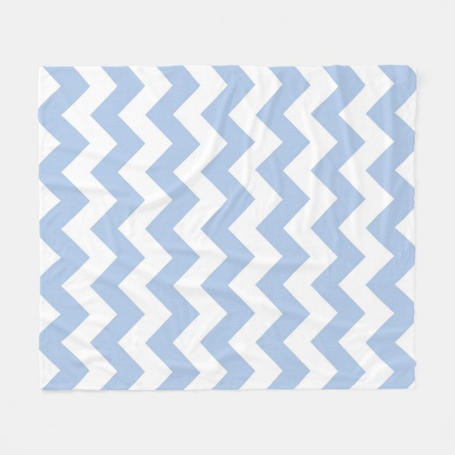 Light Blue and White Zigzag Fleece Blanket (Front (Horizontal))