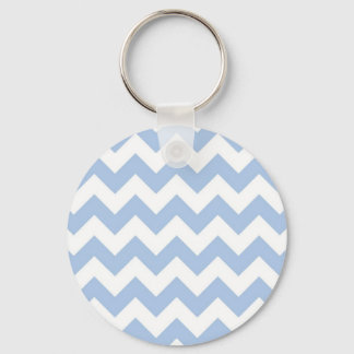Light Blue and White Zigzag Keychain