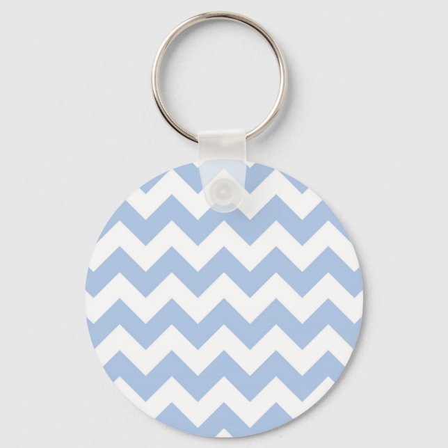 Light Blue and White Zigzag Keychain (Front)