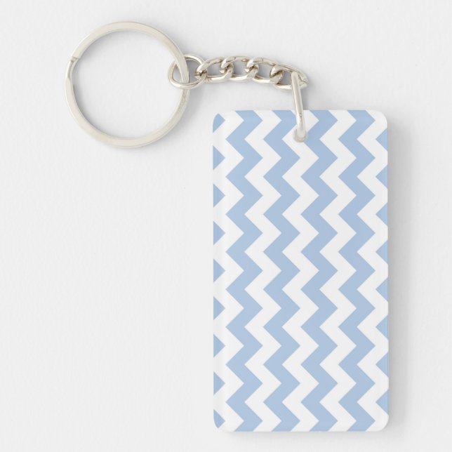 Light Blue and White Zigzag Keychain (Front)