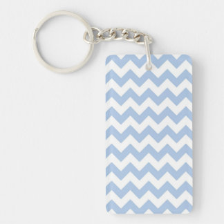 Light Blue and White Zigzag Keychain