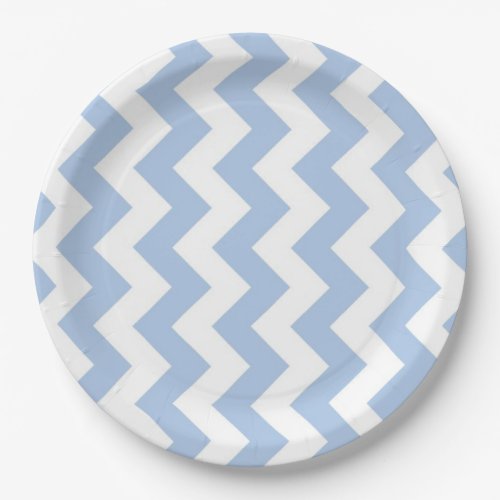 Light Blue and White Zigzag Paper Plates