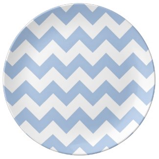 Light Blue and White Zigzag Plate