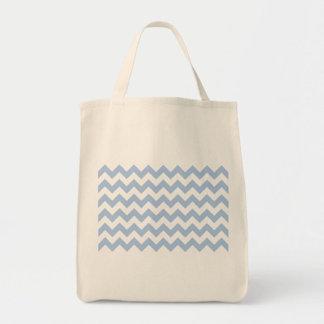 Light Blue and White Zigzag Tote Bag (Front)