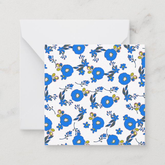 Light blue and yellow floral note card (Front)