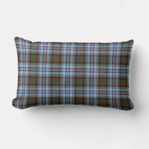 Light Blue Anderson Clan Scottish Plaid Lumbar Pillow