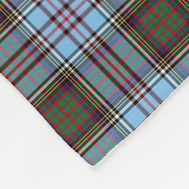 Light Blue Anderson Clan Tartan Fleece Blanket (Corner)