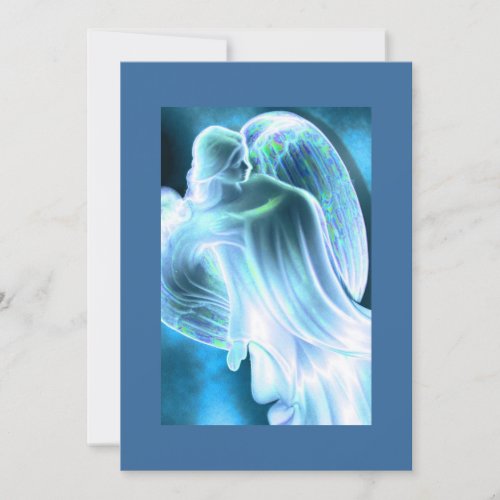 Light Blue Angel Holiday Card