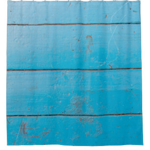 Light blue aquamarine fresh vintage wood dusty flo shower curtain