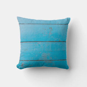 Light blue aquamarine fresh vintage wood dusty flo throw pillow
