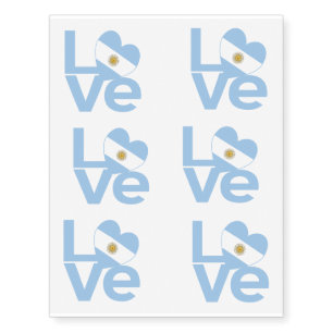Light Blue Argentine LOVE Temporary Tattoos